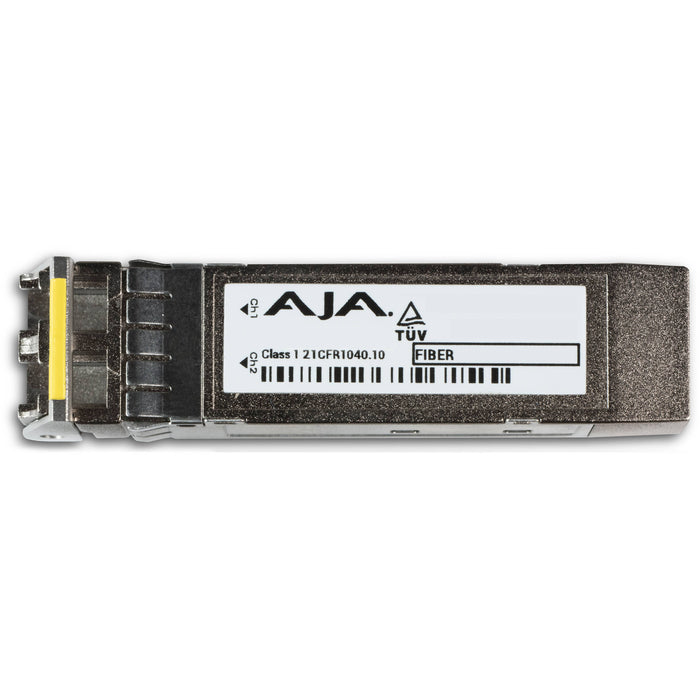 Dual-channel 12G-SDI fiber optic receiver SFP with LC connectors for long-distance high-resolution video signal reception.