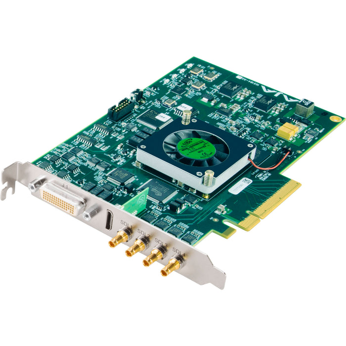 AJA KONA-4-R0-S00 – PCIe video I/O card with quad 3G-SDI and HDMI output for professional 2K/HD/4K capture, playback, and monitoring.