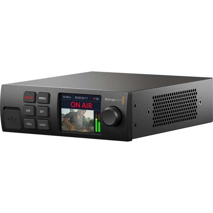 Blackmagic Design Web Presenter Pro - 12G-SDI input/output, USB webcam output, HDMI & SDI monitor outputs, dual streaming support, compact 1RU design, and advanced control features.
