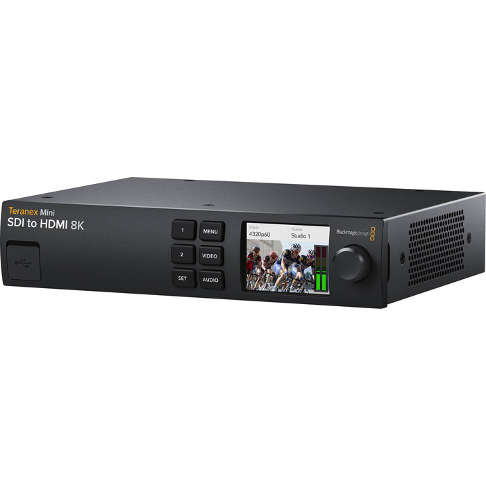 Blackmagic Design Teranex Mini SDI to HDMI 8K HDR Converter, a professional-grade device designed to convert high-resolution SDI video signals to HDMI outputs, supporting 8K video and HDR formats for advanced video production and monitoring.