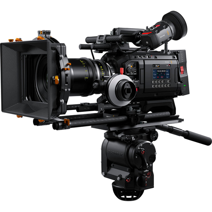 Blackmagic Design URSA Mini Pro 12K with EVF (CINEURSAA12KLFEVF) – Super 35 digital film camera bundle featuring 12K resolution, built-in ND filters, interchangeable lens mounts, and professional-grade EVF for high-end cinematography.