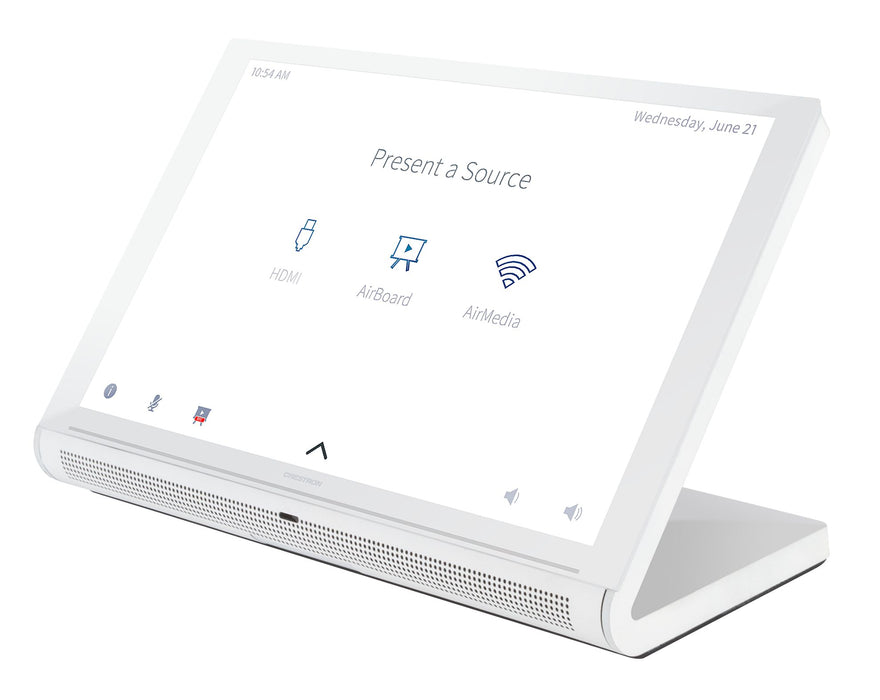 Crestron TS-1070-W-S 10.1" Touch Screen Control Panel in white, offering customizable touch controls for smart home and business solutions.