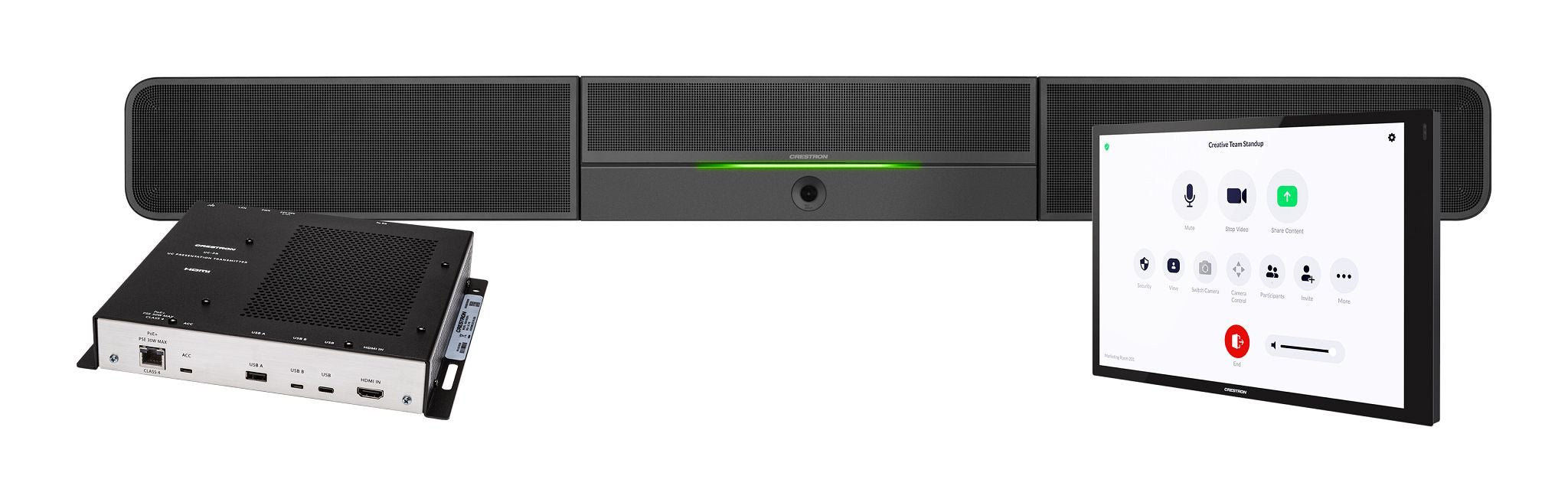 Crestron UC-BX30-Z-WM Flex Advanced Small Room Conference System with Video Soundbar and Wall Mounted Control Interface