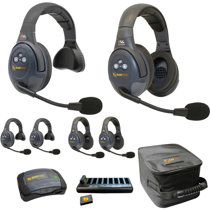 Eartec EVX633-CM 6-Person Wireless Intercom System with ComCenter Base Station