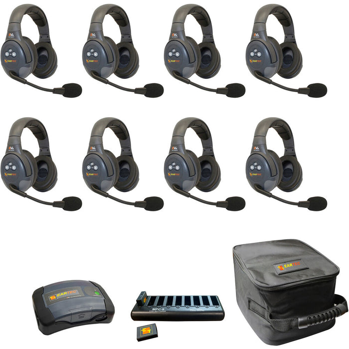 Eartec EVX8D-CM wireless intercom system with eight cyber headsets