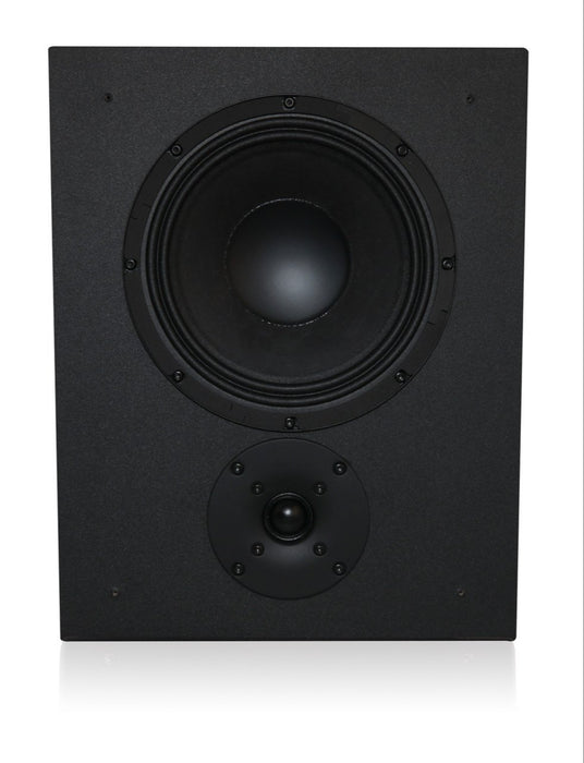 Q-SYS SR-800 2-way cinema surround loudspeaker with an 8-inch woofer and 1-inch compression driver, designed for immersive surround sound in theaters.