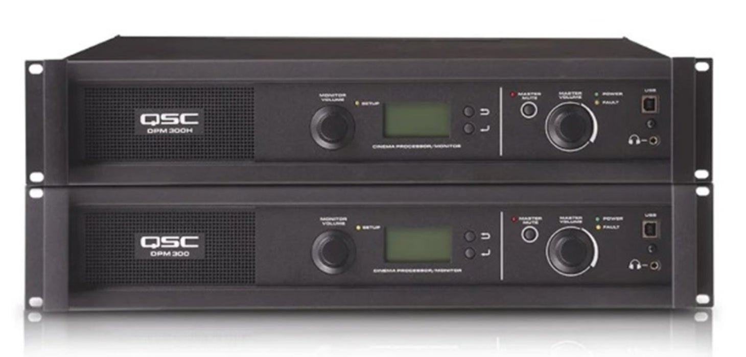 Q-SYS DPM-300 Digital Processor Monitor showing its sleek design and interface for efficient audio system management.