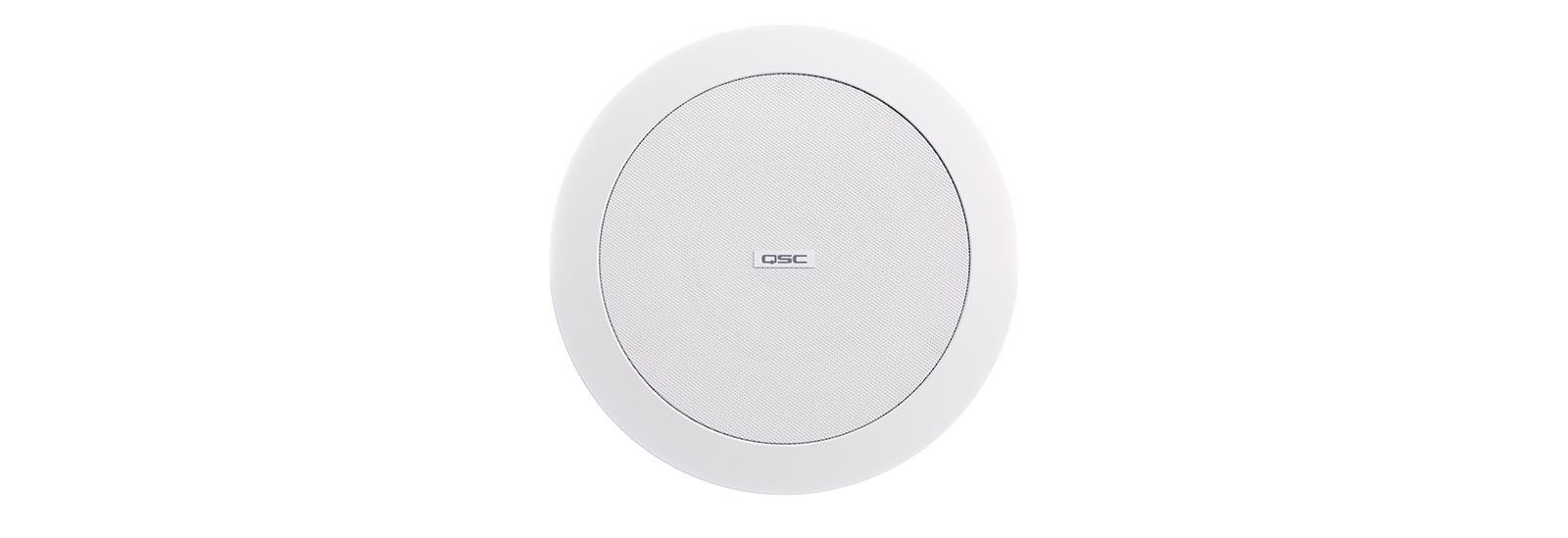Q-SYS NL-C4-WH network ceiling speaker, a compact, PoE-powered loudspeaker for networked audio applications with clear sound and sleek design.