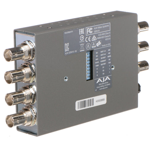 GEN10-R0 AJA is a high-performance video and audio interface device designed for professional media production. It provides flexible I/O solutions, featuring multi-channel video support and robust connectivity for seamless integration in broadcast and post-production environments.