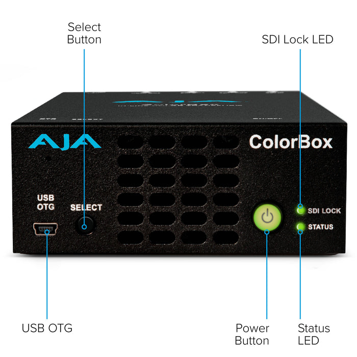 AJA COLORBOX-R0 is a compact, real-time color management device for advanced LUT processing, color conversion, and HDR/SDR workflows.