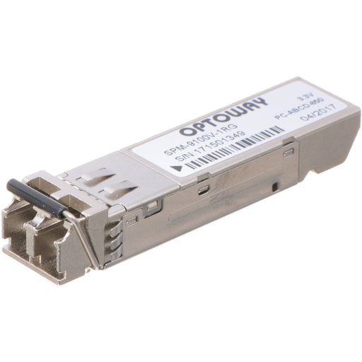 AJA FIBERLC-1RX-MM single-channel fiber receiver module with LC connector for multi-mode fiber, compact design for rack-mounted AJA systems.
