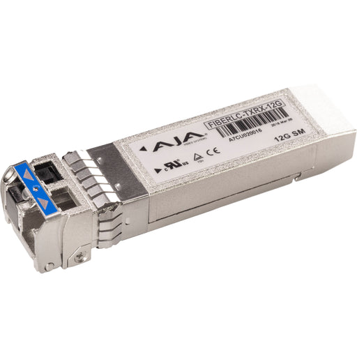 Bidirectional 12G-SDI fiber optic transceiver SFP with LC connectors for simultaneous video send and receive over single-mode fiber.
