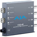 Four-channel fiber optic to 3G-SDI receiver with LC multimode connectors for high-density HD video signal conversion over short distances.