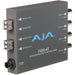 Four-channel 3G-SDI to fiber optic transmitter with LC connectors for high-density video signal transmission.