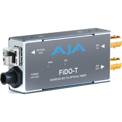Single-channel 3G-SDI to fiber optic transmitter with LC multimode connector for short-distance HD video transmission.