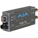 Single-channel 3G-SDI to fiber optic transmitter and receiver with LC connectors for bidirectional HD video signal conversion.
