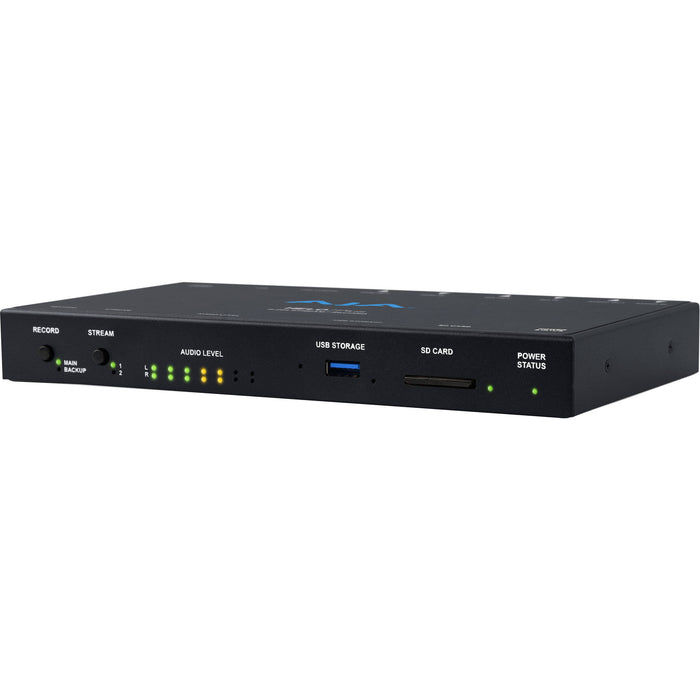 AJA HELO Plus – Advanced H.264 streamer & recorder with 3G-SDI, HDMI, dual-channel streaming, simultaneous recording, and customizable layouts.