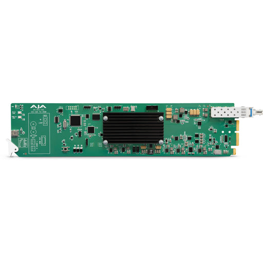 AJA Hi5-12G-R-ST Mini-Converter – Compact 12G-SDI to HDMI 2.0 converter with ST fiber input for high-resolution video monitoring.