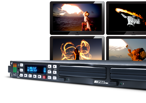 AJA Ki Pro Rack – 1RU rack-mounted file-based video recorder and player with SDI, HDMI, and analog inputs/outputs, supporting Apple ProRes and Avid DNxHD recording, designed for professional video workflows.
