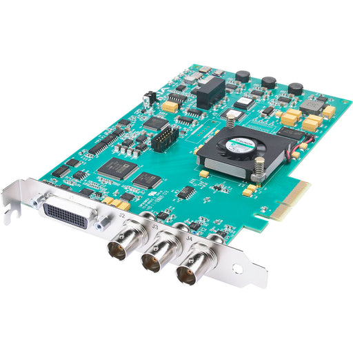 AJA KONA-4-R0-S02 – Advanced PCIe video I/O card with quad 3G-SDI and HDMI output for high-resolution 2K/4K HDR video capture and playback.