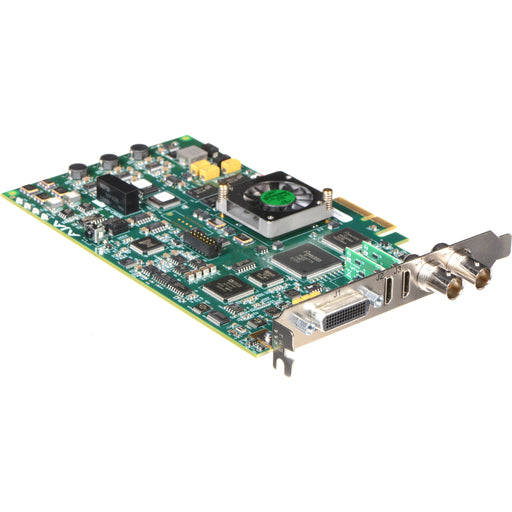 AJA KONA-LHi-R0 – Multi-format PCIe video I/O card with analog and digital SD/HD support, including HDMI, SDI, component, and AES/analog audio.