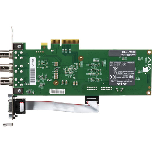 AJA KONA 1-T – Compact PCIe video I/O card with 3G-SDI for HD/SD capture and playback, ideal for broadcast and post-production workflows.