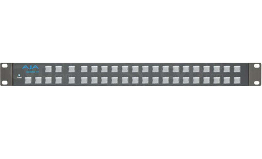 AJA KUMO CP R0 control panel with a compact design, featuring illuminated buttons for routing control, designed for use with AJA KUMO video routers.