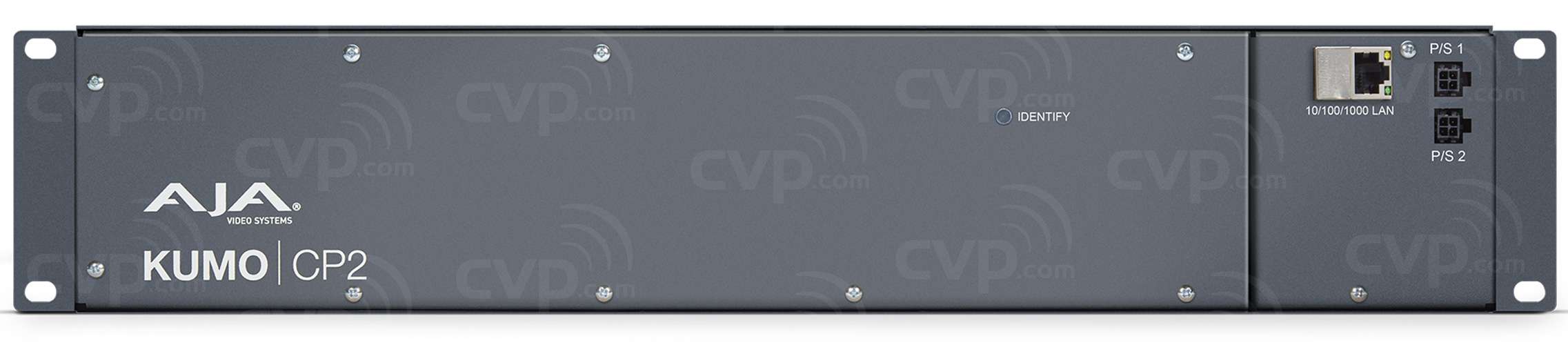 AJA KUMO CP2 R0 control panel with a 2RU design, featuring illuminated buttons and an intuitive interface for remote and direct control of AJA KUMO video routers.