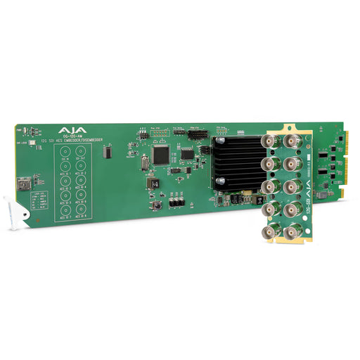 AJA OG-12G-AM-R0 – OpenGear 12G-SDI to analog audio and video converter with support for high-quality signal conversion, HDR, and embedded audio in OpenGear frames.