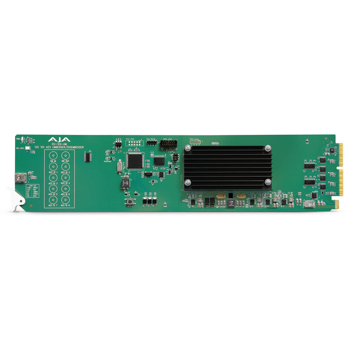 AJA OG-12G-AM-R0 – OpenGear 12G-SDI to analog audio and video converter with support for high-quality signal conversion, HDR, and embedded audio in OpenGear frames.