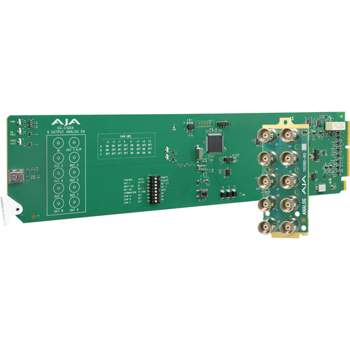 AJA OG-C10DA-R0 openGear card – 1x10 SD/HD/3G-SDI Reclocking Distribution Amplifier module for broadcast video signal distribution.