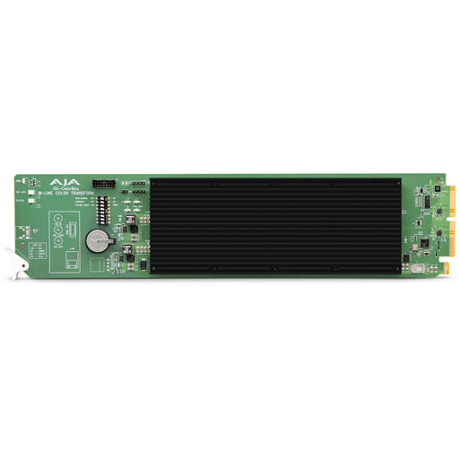 AJA OG-COLORBOX-R0 openGear-compatible color management and LUT processing module, compact card with rear I/O for advanced HDR/SDR workflows.