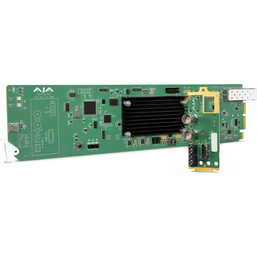 AJA OG-Hi5-12G – OpenGear 12G-SDI to HDMI 2.0 converter with HDR support, embedded audio, and compatibility with OpenGear frames for high-quality signal conversion.