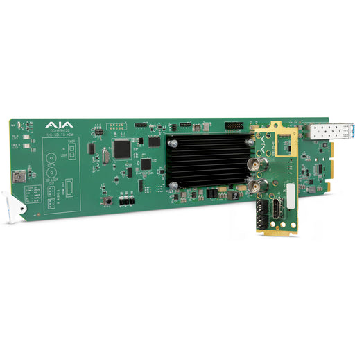 AJA OG-Hi5-12G-TR openGear card – 12G-SDI to HDMI 2.0 transmitter and receiver module for 4K/UltraHD video signal conversion.