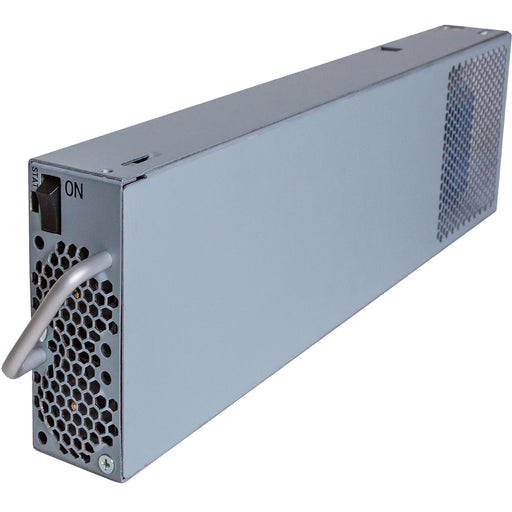 AJA OG-X-PS power supply module for openGear frames, compact hot-swappable unit designed for redundancy and continuous operation.