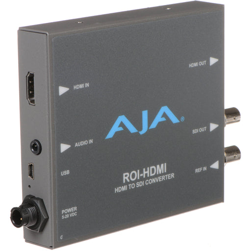 AJA ROI-HDMI-R0 is a region-of-interest scan converter that converts HDMI to SDI with high-quality scaling, frame rate conversion, and audio embedding.