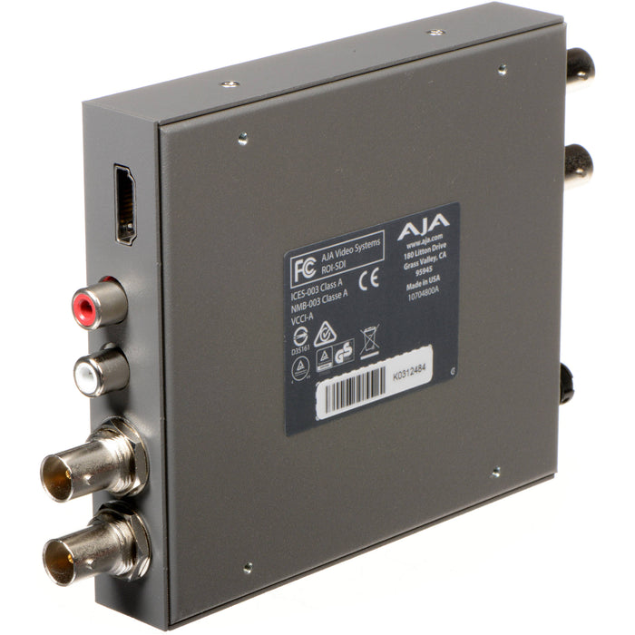 AJA ROI-SDI Mini-Converter – SDI to HDMI and Region of Interest scaler with real-time cropping, scaling, and aspect ratio adjustment.