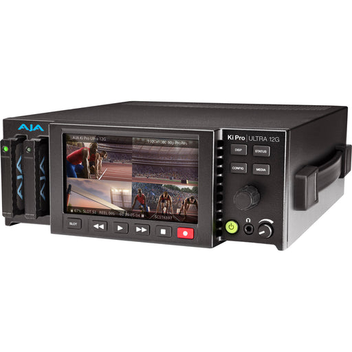 AJA Ki Pro Ultra 12G – Professional 4K/UltraHD/HD recorder and player with 12G-SDI, HDMI 2.0, HDR support, and Apple ProRes/Avid DNx compatibility.