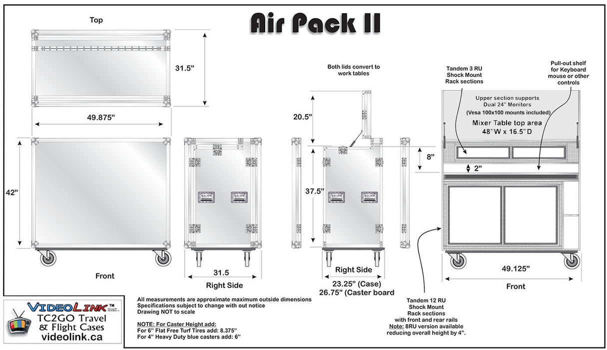 The TC2GO Airpack II Production Travel Road Case is engineered for professionals who demand maximum protection, mobility, and organization while traveling between film sets, live events, or studios.