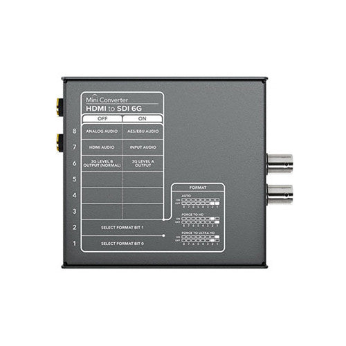Blackmagic Design Mini Converter BiDirectional SDI/HDMI 6G 4K, a versatile converter that allows bidirectional conversion between SDI and HDMI signals, supporting 4K video resolutions up to 2160p60, and featuring both HDMI to SDI and SDI to HDMI functionality for seamless video integration.