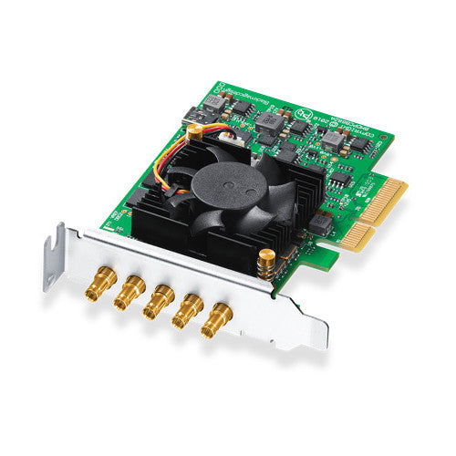 Blackmagic Design DeckLink Duo 2 LP capture card, featuring four independent SDI inputs and outputs, PCIe interface, compact low-profile design, supporting 3G-SDI connections for video capture and playback in high-definition workflows