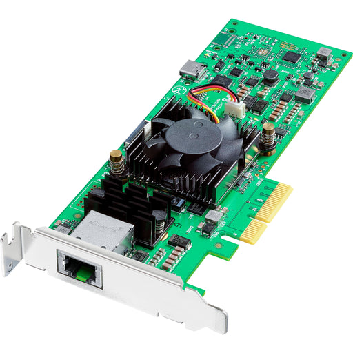 Blackmagic Design DeckLink IP HD capture and playback card, featuring 10G Ethernet connectivity, support for SMPTE ST 2110 IP video workflows, dual-channel 1080p60 video capture and playback, and professional audio integration.
