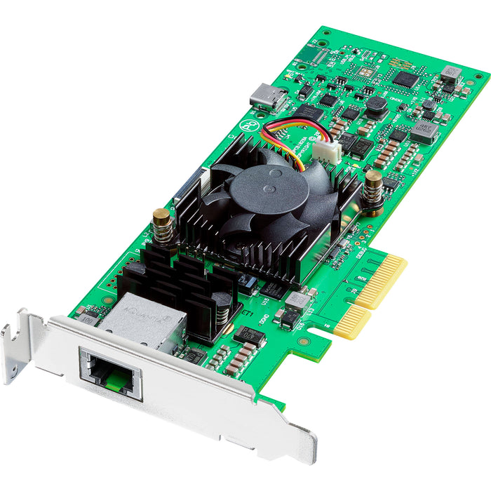 Blackmagic Design DeckLink IP HD capture and playback card, featuring 10G Ethernet connectivity, support for SMPTE ST 2110 IP video workflows, dual-channel 1080p60 video capture and playback, and professional audio integration.