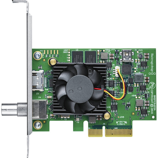 Blackmagic Design DeckLink Mini Recorder 4K, a PCIe capture card featuring 6G-SDI and HDMI 2.0 inputs, supporting video capture up to 2160p30, ideal for Ultra HD and HDR recording workflows.