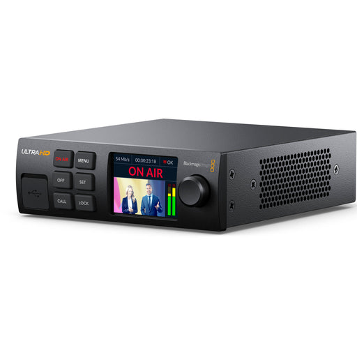 Blackmagic Design Web Presenter 4K - 12G-SDI input/output, USB webcam output, dual streaming support, HDMI & SDI monitor outputs, and 2160p60 video support.
