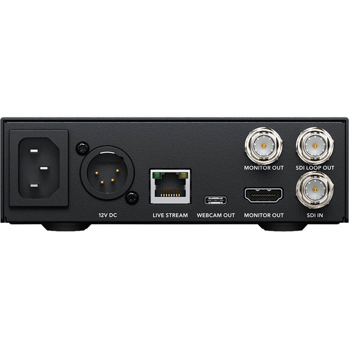 Blackmagic Design Web Presenter Pro - 12G-SDI input/output, USB webcam output, HDMI & SDI monitor outputs, dual streaming support, compact 1RU design, and advanced control features.