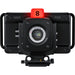Blackmagic Studio Camera 4K Pro G2 (CINSTUDMFT/G24PDFG2): A professional live production camera featuring a Micro Four Thirds mount, 4K resolution, 13 stops of dynamic range, a 7-inch 2000-nit HDR touchscreen, built-in ND filters, 12G-SDI, HDMI, XLR audio inputs, and live streaming capabilities via Ethernet.