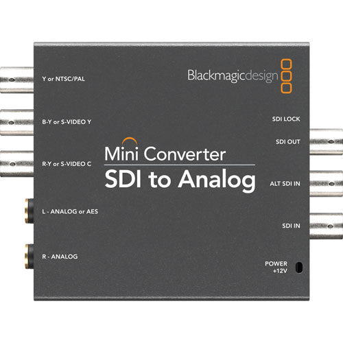 Blackmagic Design Mini Converter Audio to SDI, a professional-grade audio converter that allows embedding analog or AES/EBU audio into SDI video signals. Ideal for integrating audio with video workflows in broadcast and production environments.