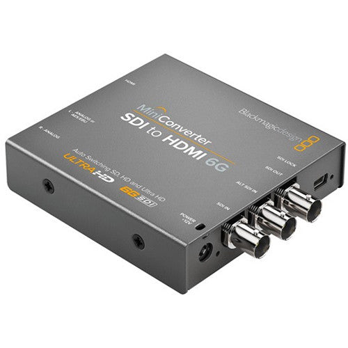 Blackmagic Design Mini Converter BiDirectional SDI/HDMI 6G 4K, a compact and professional-grade converter that supports bidirectional video conversion between SDI and HDMI, with support for 4K video resolutions up to 2160p60, making it ideal for high-quality video workflows in broadcast and production environments.