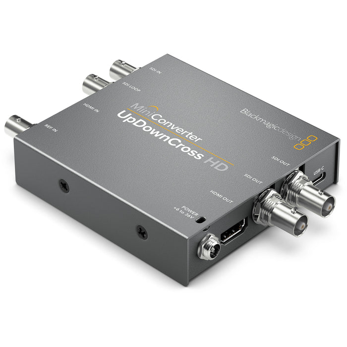 Blackmagic Design Mini Converter USB 3.0 Device Capture, a professional-grade converter that captures SD and HD video signals via SDI or HDMI inputs and streams them via USB 3.0. Ideal for live streaming, recording, and broadcast applications.